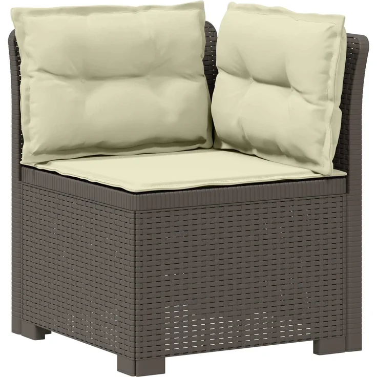 vidaXL 5-Sitzer Gartensofa mit Kissen Rattan-Look PP Hellgrau 3443918 – Bild 5