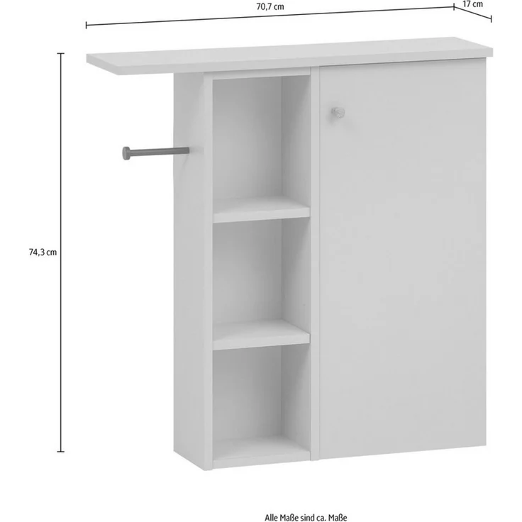 Schildmeyer Bjarne Nischenschrank 158505, weiß matt, 70,7 x 17 x 74,3 cm – Bild 3