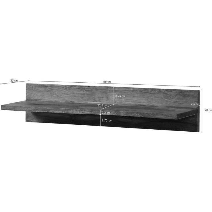 Wandregal Sheesham 66x25x20 grau geölt NATURE GREY #0108 – Bild 8