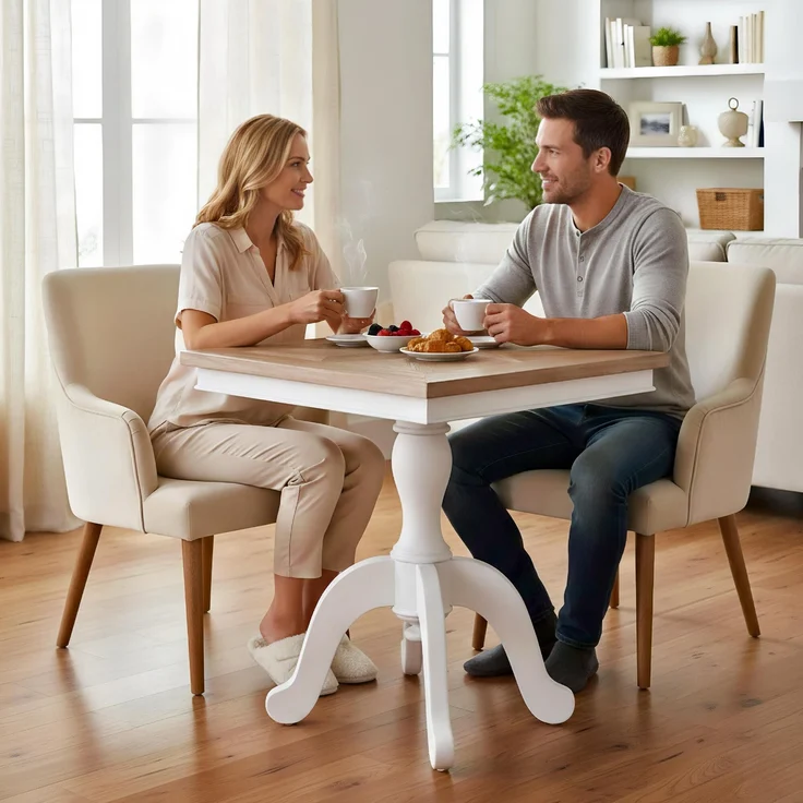 CLP Couchtisch Grasby quadratisch 70 x 70 cm Holz Shabby Chic rustikal kompakt,natura/weiß – Bild 3