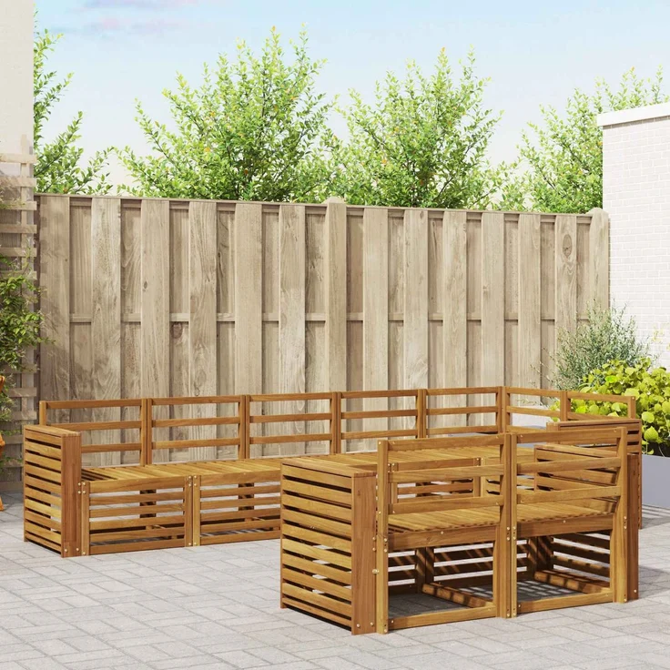 vidaXL Outdoor-Sofagarnitur 8 stk. 8-Sitzer Natur Massivholz Akazie 3375014 – Bild 1