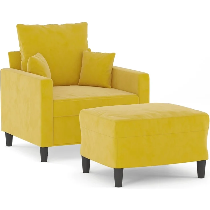 vidaXL Sessel mit Hocker Gelb 60 cm Samt 3201103 – Bild 1
