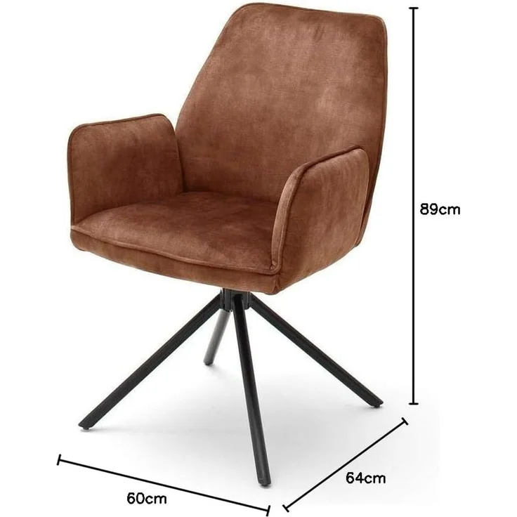 Esszimmerstuhl >Ottawa< mit Armlehne in Rostbraun - 60x89x64 (BxHxT) 180 °drehbar – Bild 4