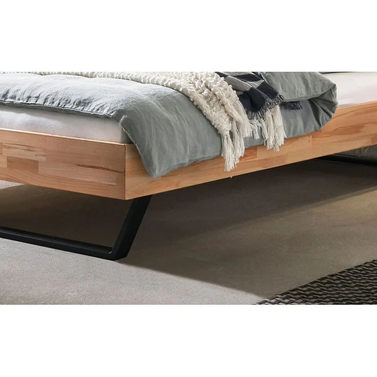 Hasena Massivholzbett Ostino Kernbuche mit Kufenfüßen schwarz 140x200 cm, Fußhöhe 20 cm – Trento – Bild 4