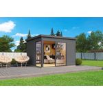 Lasita Maja Gartenhaus Domeo 1-4 Gartenhaus aus Holz in Grau Holzhaus mit 44 mm Wandstärke Blockbohlenhaus