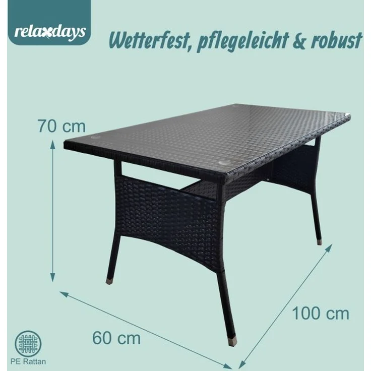 Gartentisch Rattanoptik mit Glasplatte 10053336_46 – Bild 4