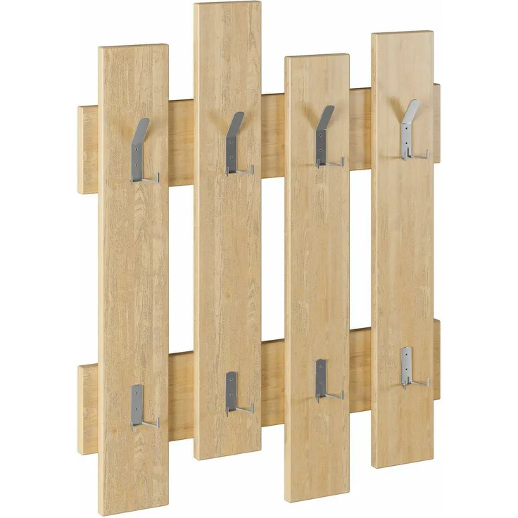 Dmora Garderobe/Kleiderbügel Astratto, Kleiderhalter, Wand-Kleiderständer-Struktur, Wandgarderobe, 64x4 h79 cm, Eiche