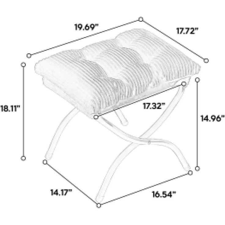 Flieks Loungesessel mit Hocker, ergonomischer Ohrensessel mit Stahlrahmen, weicher Cordstoff, Seitentasche, Rosa – Bild 6