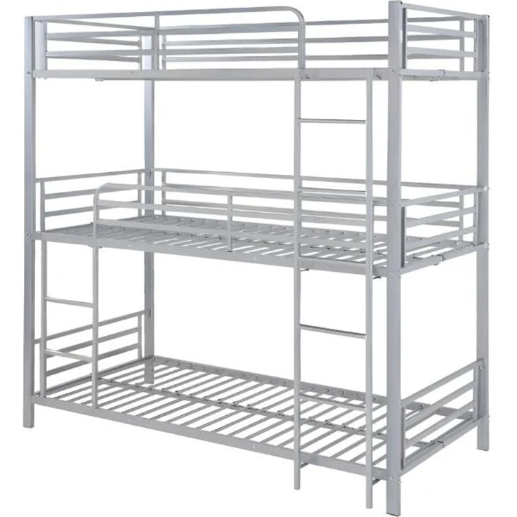 Vente-unique - Etagenbett - 3 Personen - 3 x 90 x 190 cm - Metall - Silberfarben - ELOUAN III – Bild 5