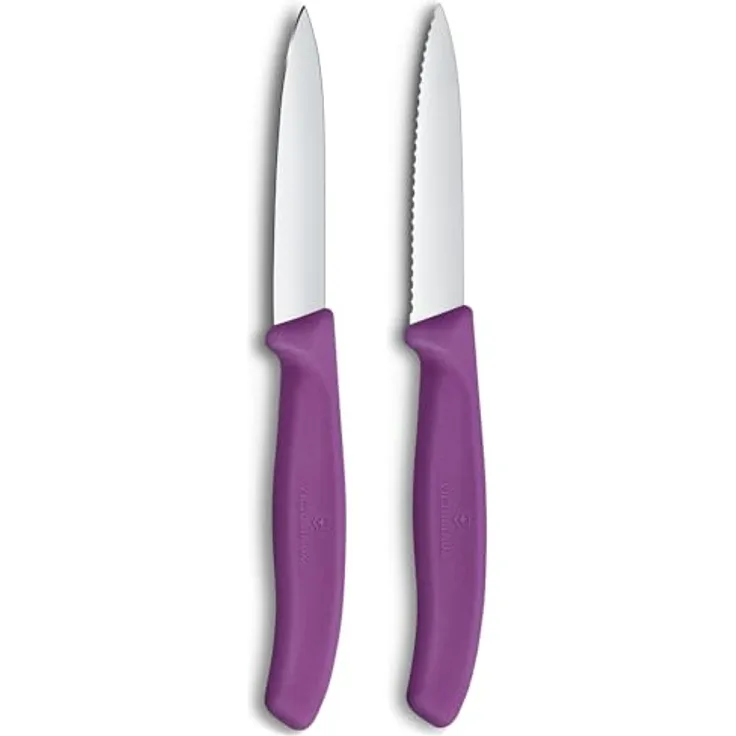 Victorinox Swiss Classic Gemüse- und Schälmesser, für Obst und Gemüse, Extra Scharf, Gerade und Wellenschliff, Rostfreier Stahl, Violet