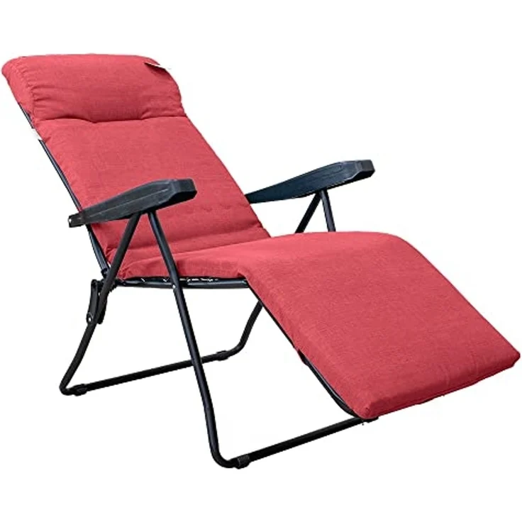 GARDENIA Liegestuhl zum Relaxen, neigbar, automatisch, rot, aus Stahllegierung, 84 x 60 x H 105 cm – Bild 4
