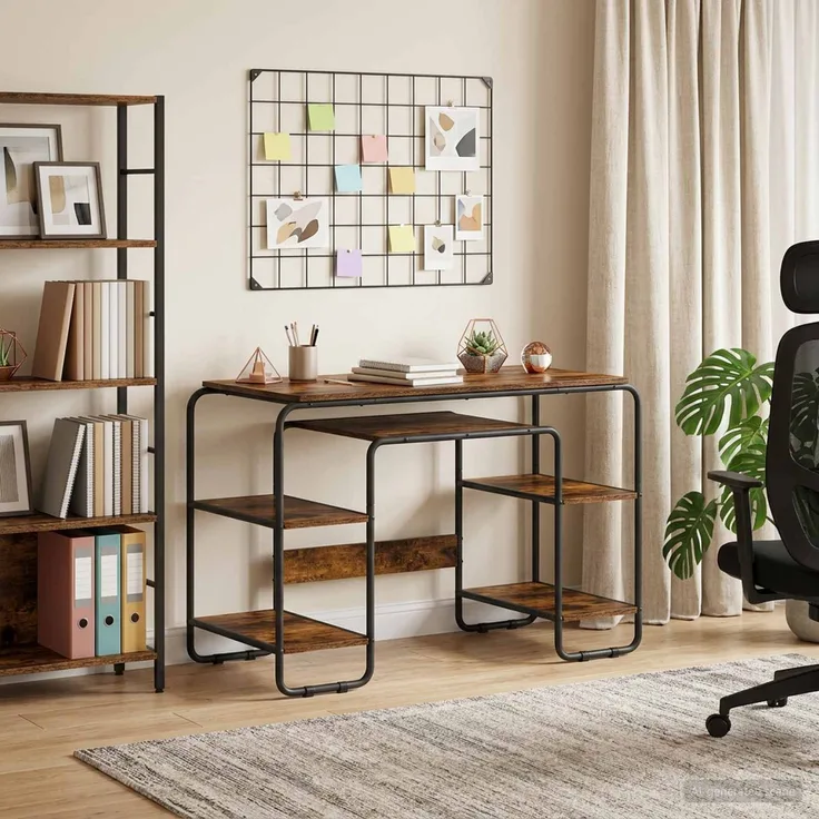 vidaXL Schreibtisch mit Stauraum Räuchereiche 113,5 x 52 x 75,5 cm 8008034