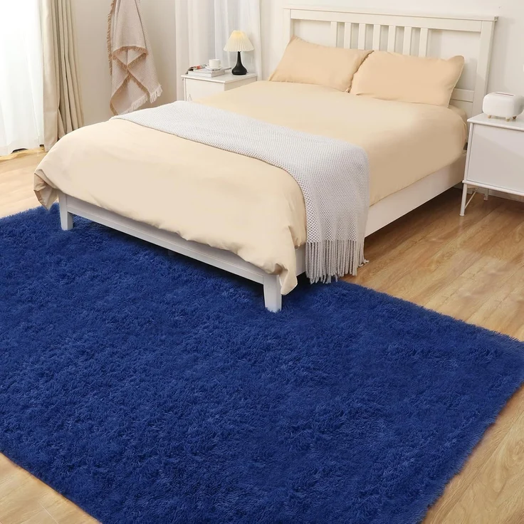 1 Stück Wohnzimmerteppich, superweich, rutschfest, 120x80 cm, Blau – Bild 4