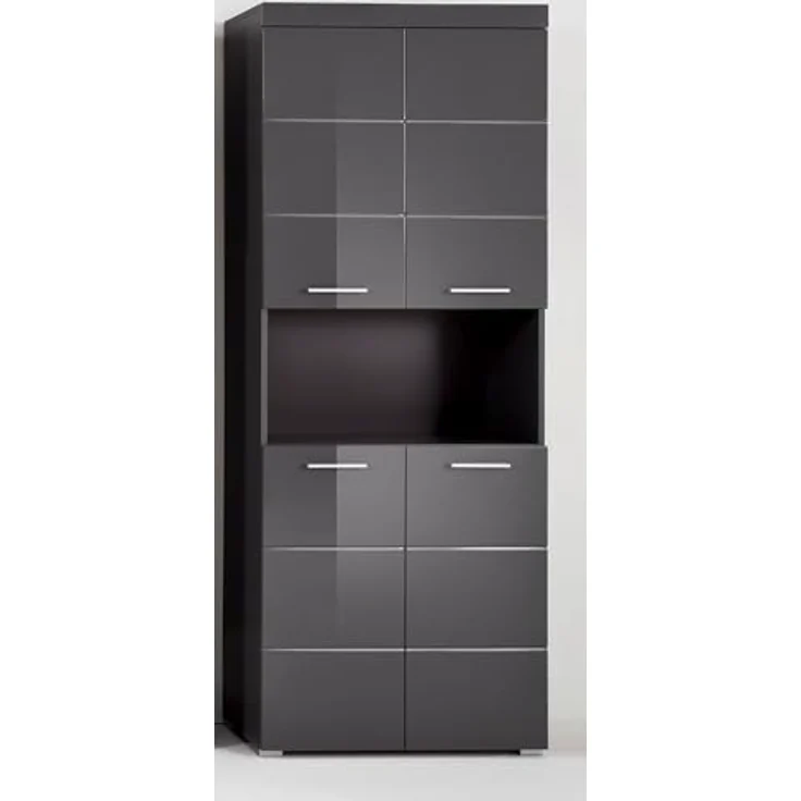 Trendteam 'Amanda' Hochschrank, Holz, Grau Hochglanz, 190 x 31 x 73 cm – Bild 5
