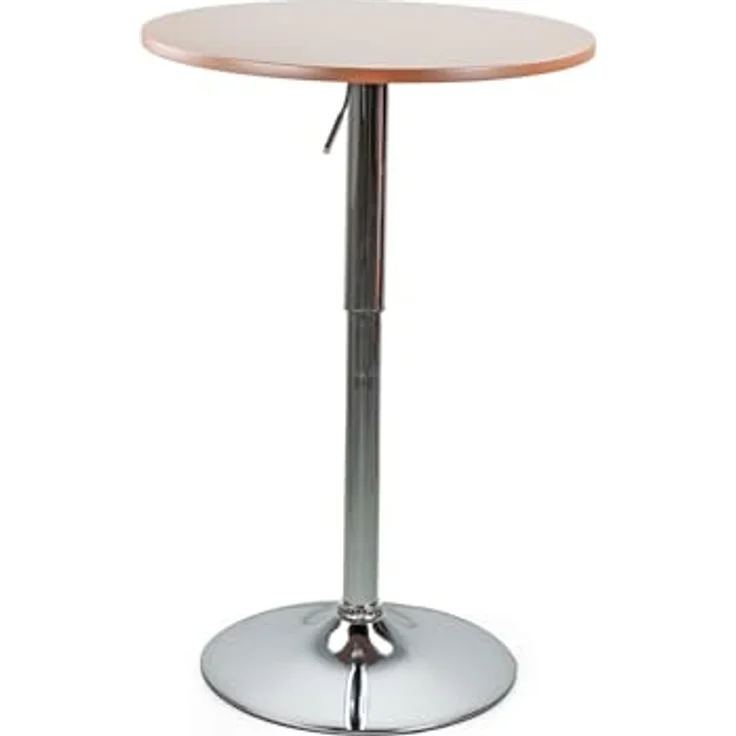 WeHome - Bartisch, hoher Couchtisch, höhenverstellbarer Couchtisch, quadratischer oder runder Tisch, Küchentisch (Brown, rund) – Bild 2