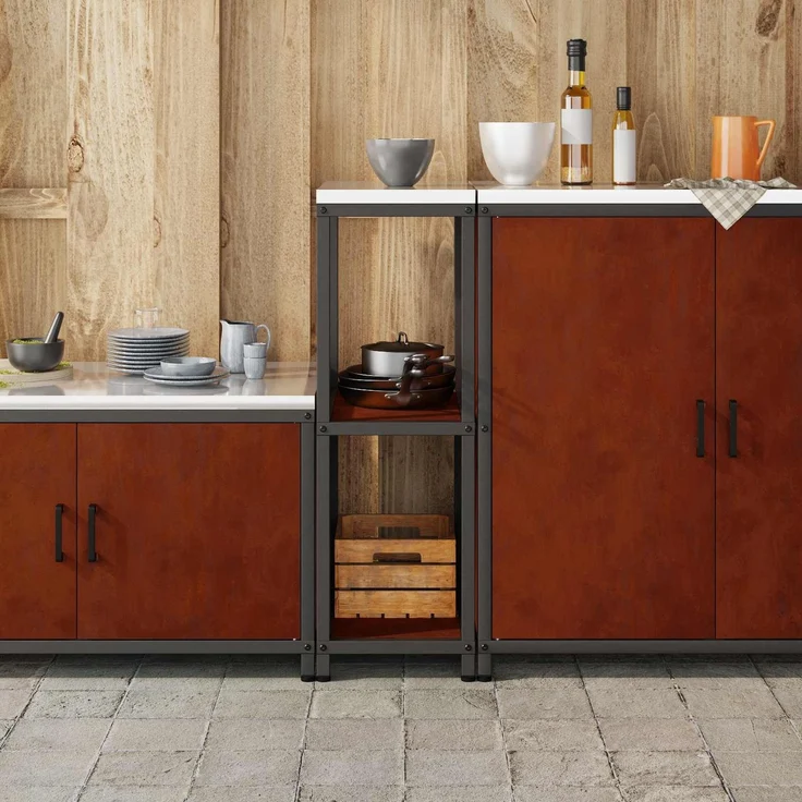 vidaXL Küchenaufbewahrung mit Regal Rostig 60 x 50 x 92 cm Stahl 874981 – Bild 3