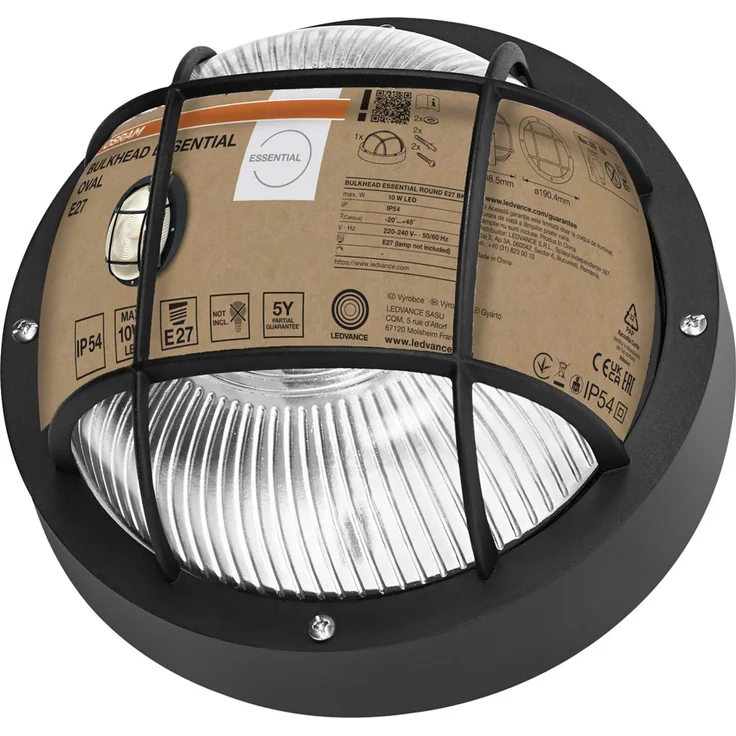 Osram LED Wandleuchte Bulkhead Essential Round E27 schwarz – Bild 2