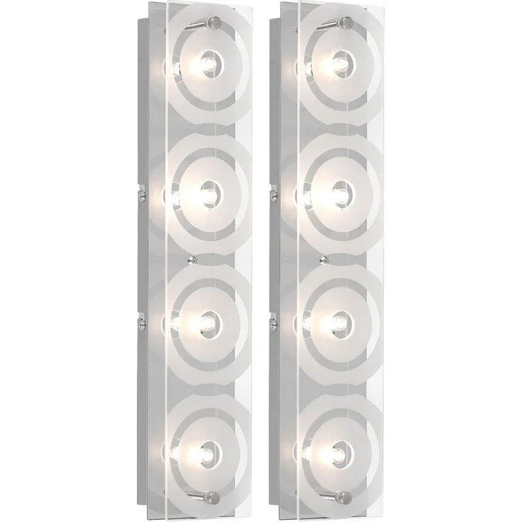 2er Set Wandleuchte, Chrom, Glas satiniert, 4 Flammig, L 40 cm – Bild 2