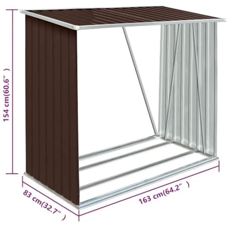 vidaXL Brennholzlager Verzinkter Stahl 163 x 83 x 154 cm Braun 47090 – Bild 4