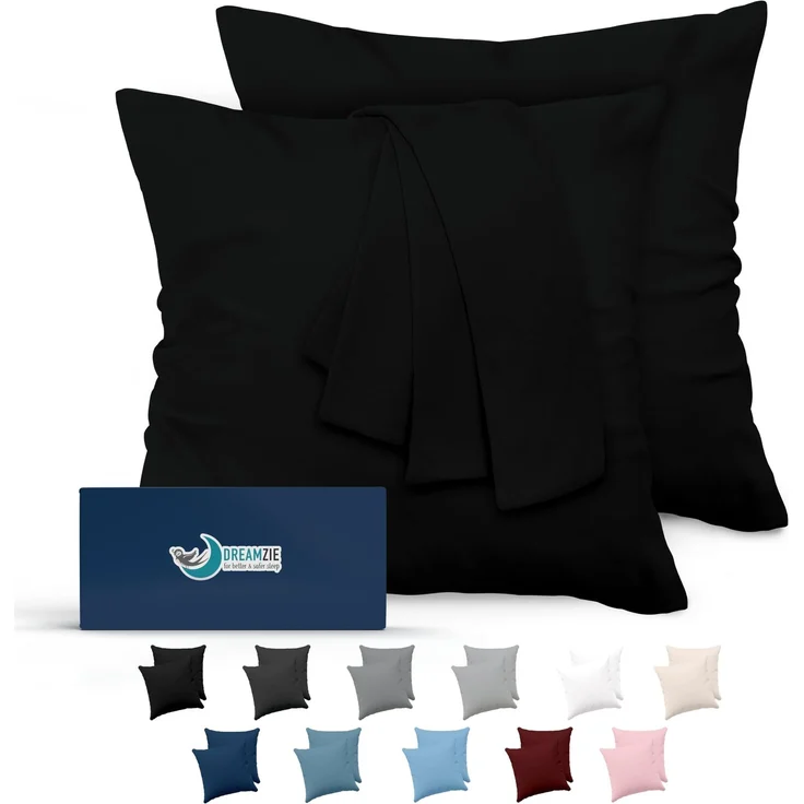 Dreamzie Kissenbezug 80x80 Schwarz 2er Set Mikrofaser Oeko-TEX Zertifiziert Kopfkissenbezug 80x80 Weich