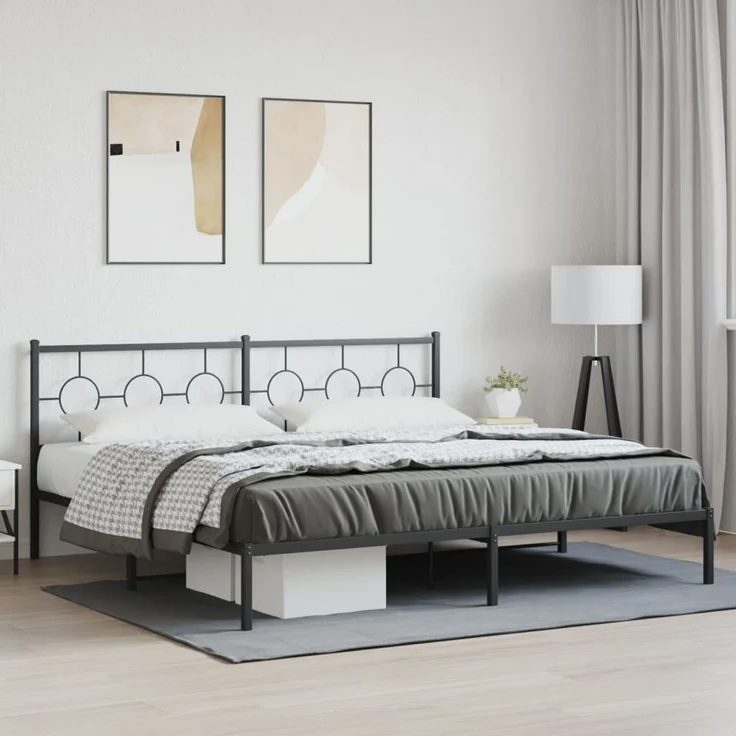 Doppelbett, Bettgestell Modernen mit Kopfteil Metall Schwarz 193x203 cm d628e – Bild 2