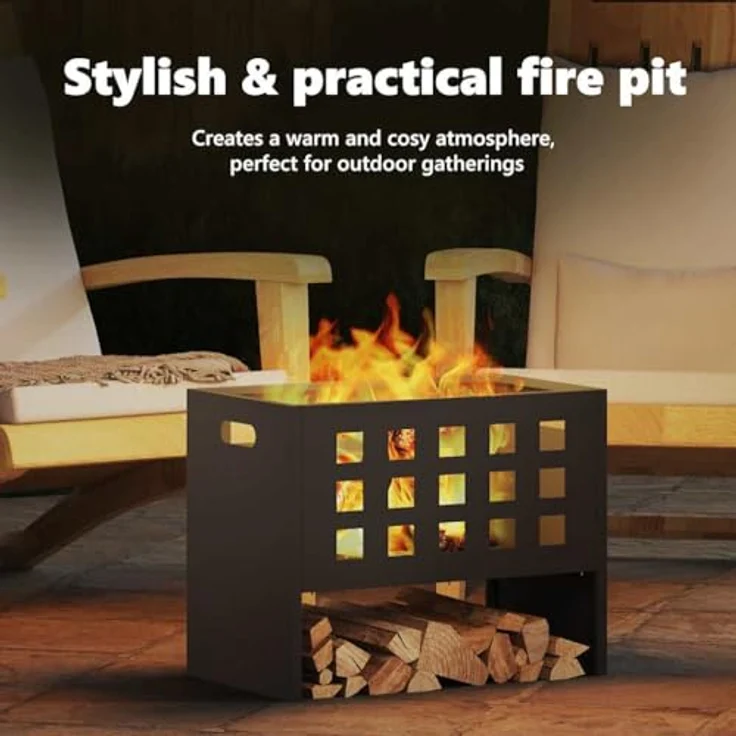 vidaXL Feuerstelle Schwarz 50 x 30 x 40 cm Stahl 858970 – Bild 6