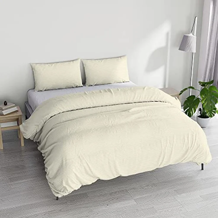 Italian Bed Linen CP-ST-2P Satin Stripes Bettbezug, Doppelte, Creme, Polyester – Bild 3