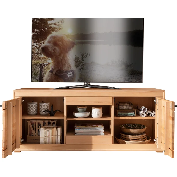 Wohnzimmer-Set >WZ-0315< (BxHxT: 316,6x201x46 cm) in natur geölt aus Kernbuche – Bild 3
