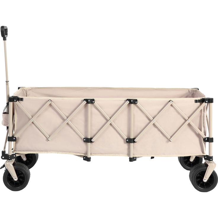 Faltbarer Bollerwagen 300L mit All-Terrain-Rädern, 136x54x60 cm, 100 kg, Beige – Bild 2