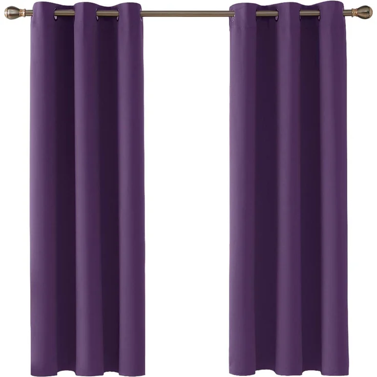 Deconovo Verdunkelungsvorhang mit Ösen Thermogardinen, 160x107 cm(HöhexBreite), Dunkelviolett, 2er Set – Bild 1