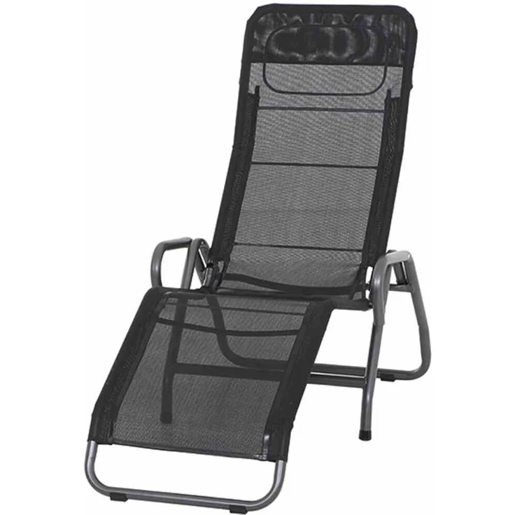 Gartenliege 'Bito', Stahl/Textil anthrazit/schwarz, 139 x 118 x 72 cm – Bild 1