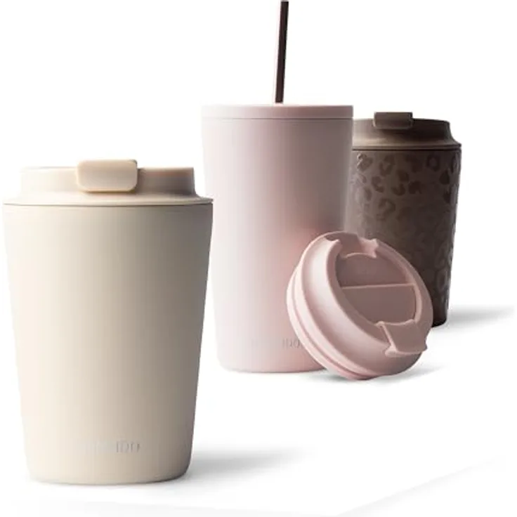 MAMEIDO Thermobecher 350ml - dichter Kaffeebecher to go aus Edelstahl doppelwandig isoliert, auslaufsicher - Coffee to go Becher warmhaltend (Ivory Beige)