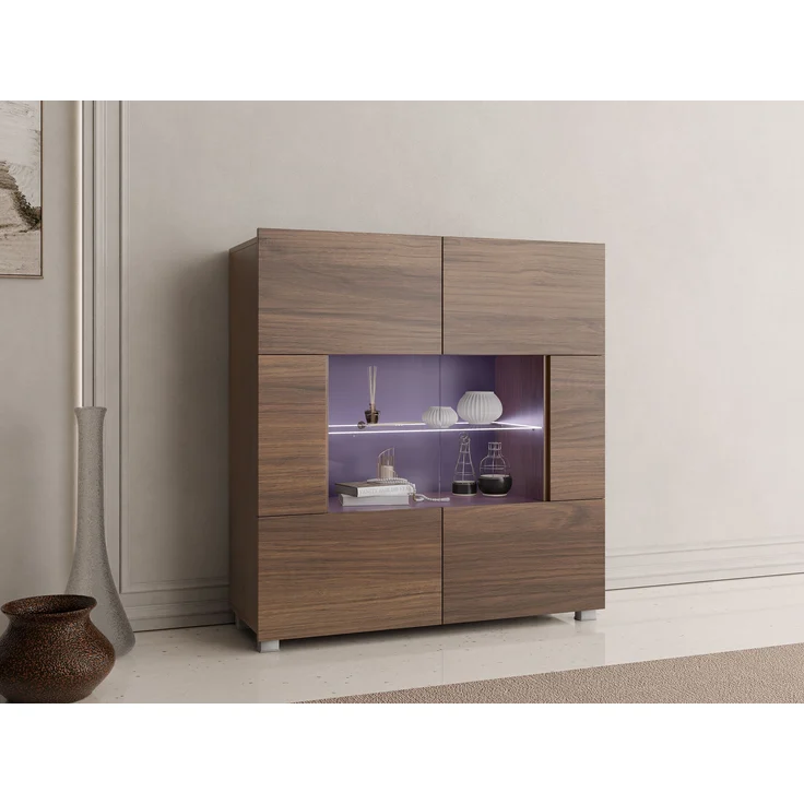 Kommode Calabrini BR01 (Farbe: Nuss Warmia, mit blauer LED Beleuchtung) – Bild 2