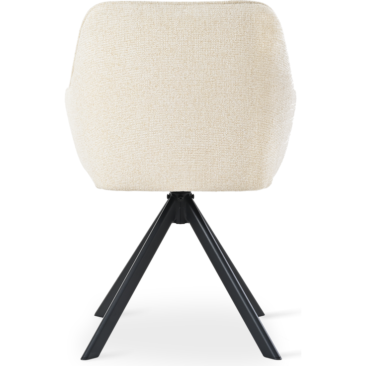GOEURVANT 1437 Esszimmerstühle 6er-Set mit Armlehnen, 360° Drehbar, Chenille - Creme – Bild 6