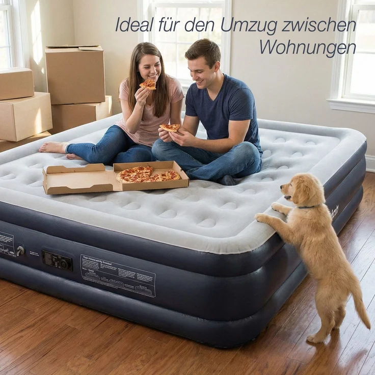 Sekey Luftbett mit integrierter Luftpumpe, Luftmatratze selbstaufblasend Camping, 203 x 183 x 51 cm, blau / grau – Bild 9