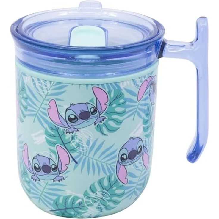 Disney Stitch Aloha Harmony Tasse 470 ml doppelwandig mit Deckel für unterwegs – Bild 1