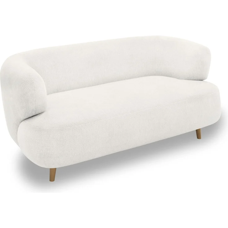 DOMO. collection Sofa 800014, 2-Sitzer Garnitur, runde Ecken, gepolsterte Rückenlehne, Holzfüße Eiche natur, 2er Couch, Polstergarnitur, 160 x 86 x 73 (BxTxH), weiß – Bild 3