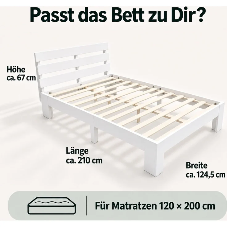 Relaxdays Bett Massivholz 120x200 cm – Bild 3
