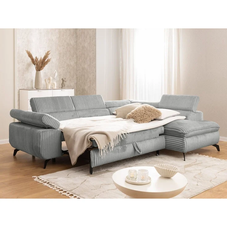 S-Style Möbel Ecksofa Bonnie mit Schlaffunktion Bettkasten und Kopfteilverstellung, mit Wellenfederung, Cord-Stoff – Bild 3