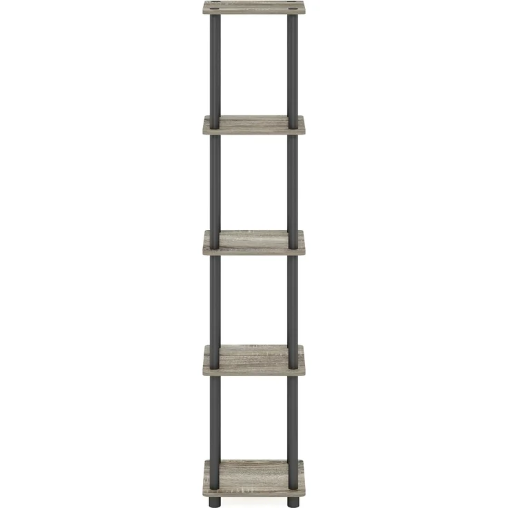 Furinno Turn-N-Tube 5-stufiges Viereckiges Regal, MehrzweckRegal, Bücherregal, Aufbewahrungsregal, mit Runde Rohre, Französische Eiche/Schwarz, 29. 5 (Breite) x 146. 3 (Höhe) x 29. 5 (Tiefe) cm – Bild 6