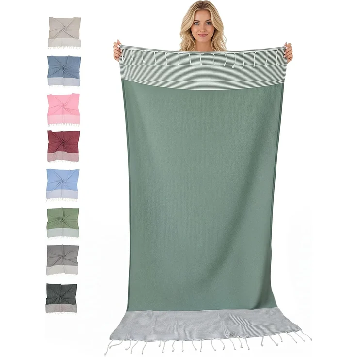 furora HOLIDAY Saunatuch Strandtuch Hamamtuch: groß 100x200 cm Saunatuch, Strandhandtuch dünn – Bild 1