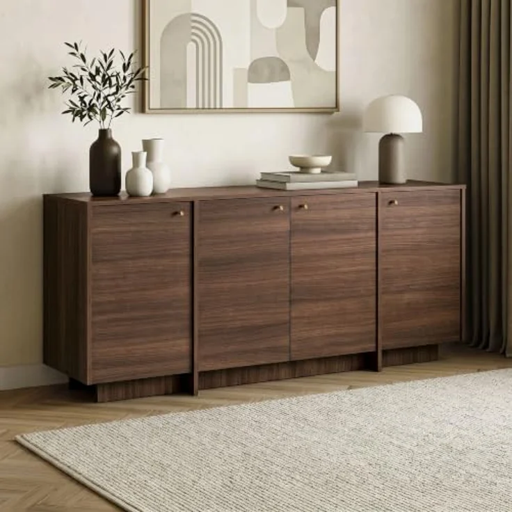 Skye Decor Konsolentisch Varen, Walnuss, Japandi Design mit gerillter Rückwand und Metallgriff, Maße 180 x 82 x 45 cm – Bild 2