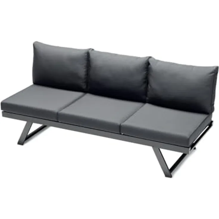 SIEGER Auckland Lounge/Liege, Gartenmöbel aus Aluminium mit verstellbarer Rückenlehne, Eisengrau/Grau