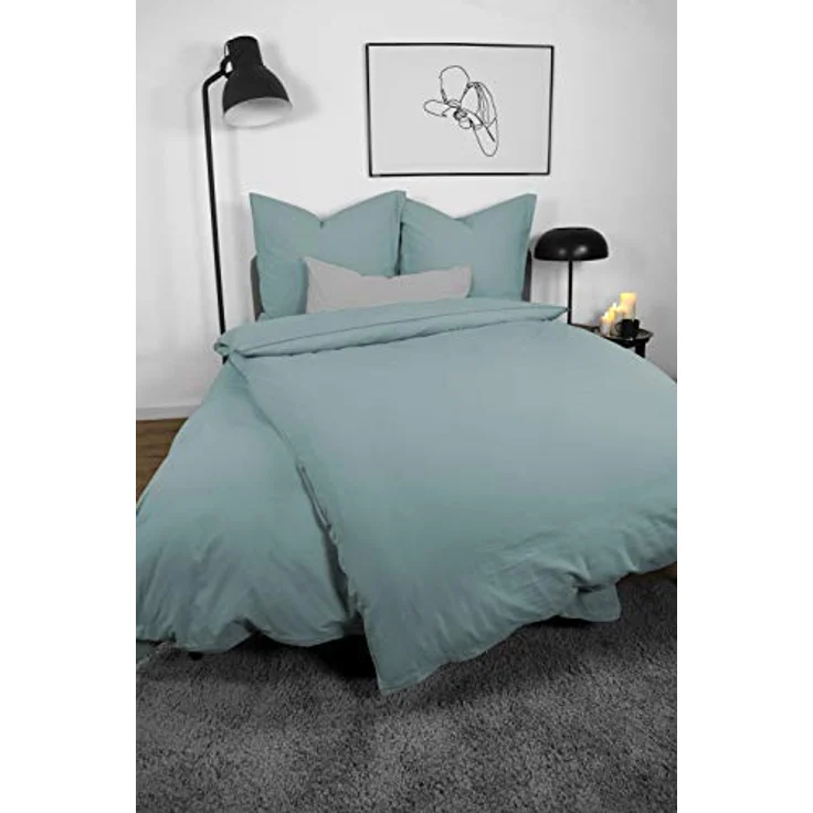 jilda-tex Bettwäsche Lissabon, Renforcé (Bio-Baumwolle), 2 teilig, unifarben, stonewashed und in vielen Farben – Bild 3