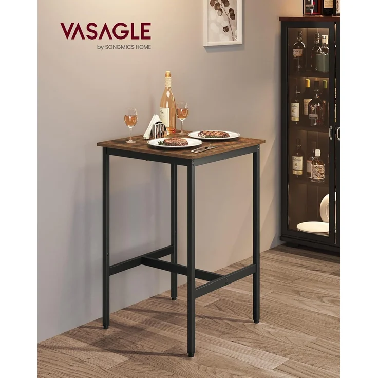 Songmics 'Vasagle' Stehtisch mit stabilem Stahlgestell, vintagebraun-schwarz, 90 x 60 x 60 cm – Bild 2