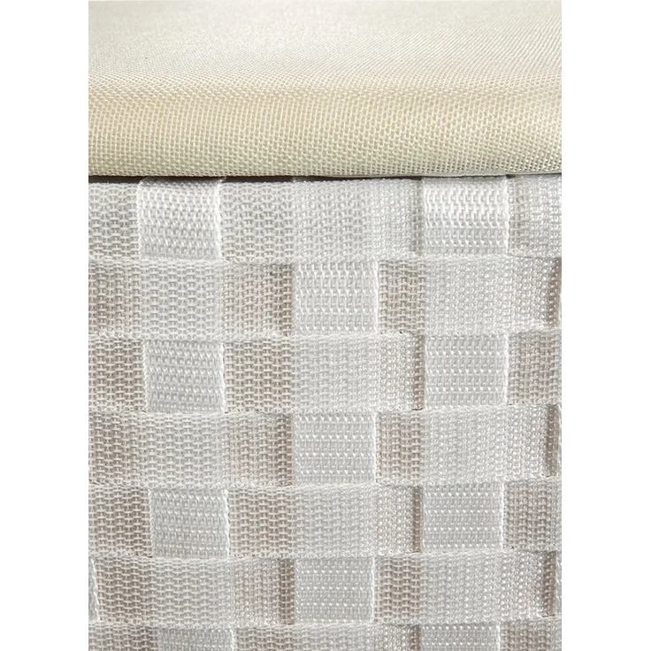 Kobolo Wäschesortierer Wäschebehälter Wäschesammler - Nylon - beige weiß (Stück, mit Deckel), 45x33x53 cm – Bild 2