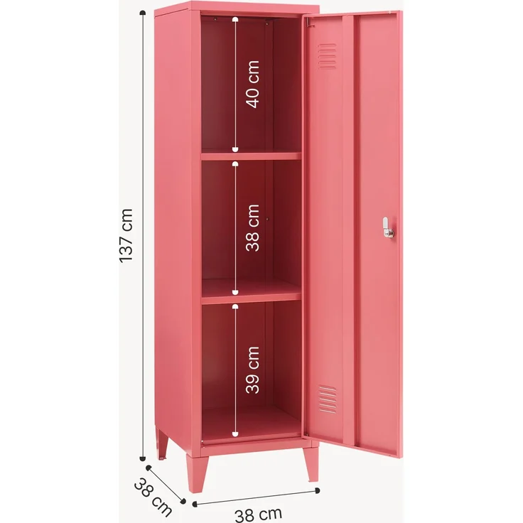 Einzelspind Kurikka 137x38x38 cm Wassermelonenrot [en. casa] – Bild 5