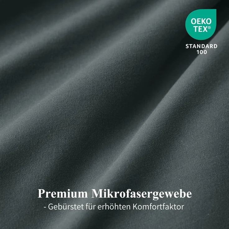Wendebettwäsche 135x200 Grau 4tlg Mikrofaser Reißverschluss – Bild 4