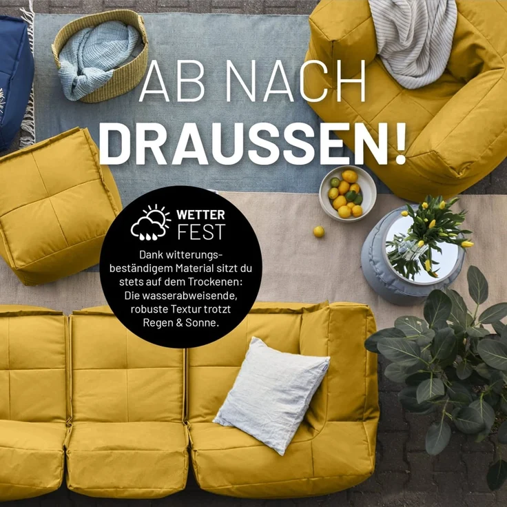 Lumaland Loungeset Modulares System erweiterbar In- & outdoor, (5-tlg), Lounge wasserfest abnehmbarer Bezug individuell kombinierbar waschbar – Bild 5