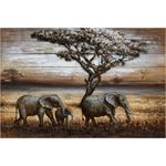 Wandbild Wanddekoration 3D Metallbild Elefanten 120 x 80 cm